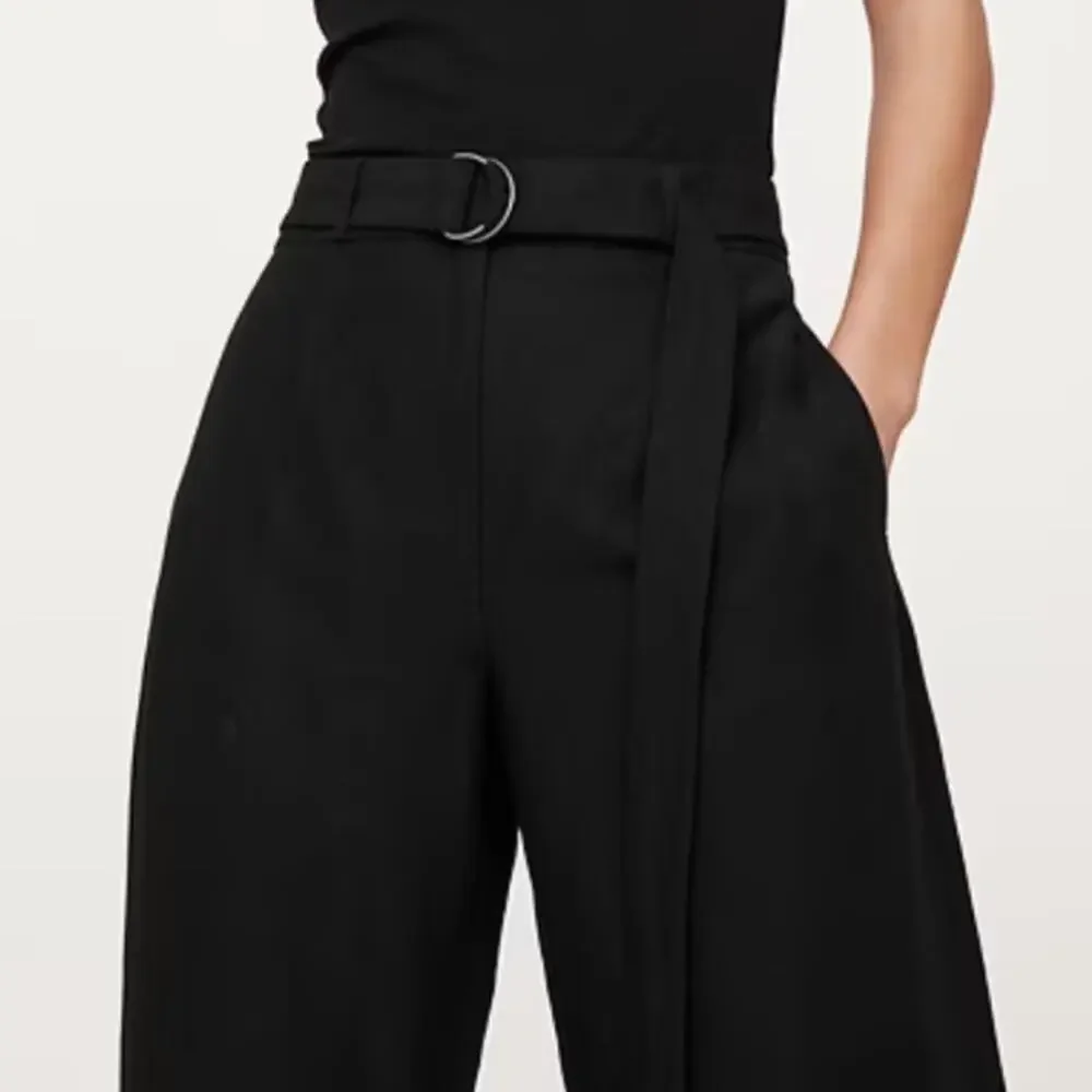 Banana Republic High Rise Barrel Tencel Linen Pant Black 8 Petite 713482